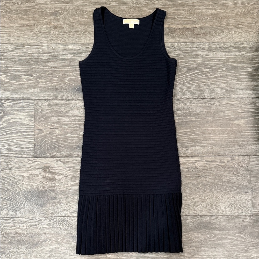 Michael Kors Blue Knit Ribbed Midi Dress